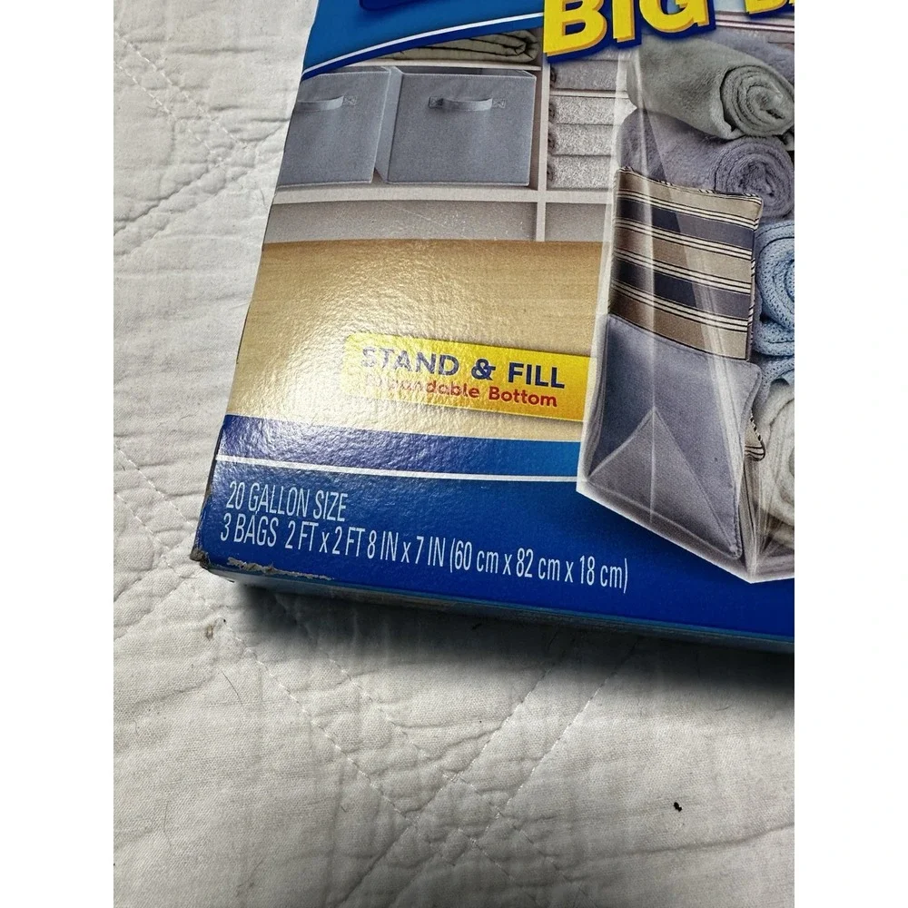Ziploc Big Bag Double Zipper 20 Gallon Jumbo Big Bags, 3 Count New
